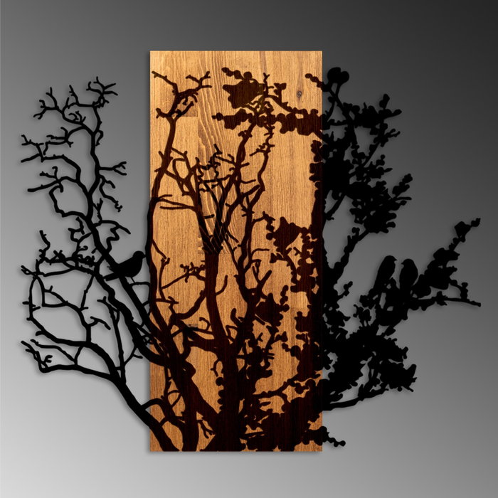 Wallity About Dry Grasses - Escultura de pared en Nogal y Negro